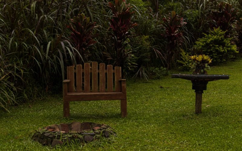 Área externa com fogo de chão.