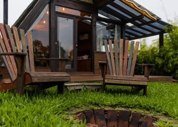 Área externa com fogo de chão.