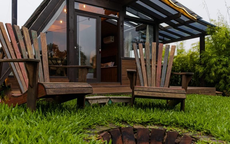 Área externa com fogo de chão.