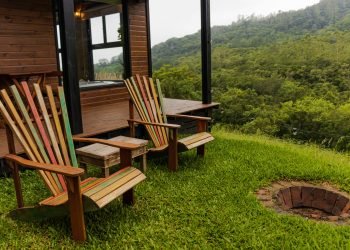 Área externa com fogo de chão.